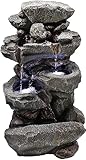 LED Gartenbrunnen Wasserfall 60cm Kaskadenbrunnen Zierbrunnen Zimmerbrunnen Brunnen...