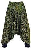 GURU SHOP Flauschige Haremshose, Pluderhose, Pumphose, Aladinhose, Damen, Grün/Paisley,...