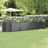 ARKEM Hochbeet Pulverbeschichteter Stahl 396x100x68 cm Anthrazit Raised Garden Bed Kit...