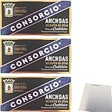 Consorcio Anchoas en aceite de oliva 'Sardellenfilet in Olivenöl' 3er Pack (3x45g Dose) +...