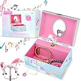 Jewelkeeper Musikalisches Schmuckkästchen - Rechteckige Einhorn Box Mädchen mit Musik,...