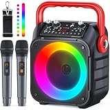 Wowstar Tragbare Karaoke Maschine mit 2 kabellose Mikrofone, Bluetooth...