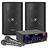 Karaoke Anlage mit 2 Mikrofonen - Vonyx SL8 PA Lautsprecher Set 400 Watt und Fenton...