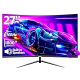 Gawfolk Curved Monitor 27 Zoll 100Hz, PC Bildschirm mit Lautsprecher 1080P, 1800R 75Hz...