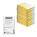 FLEXEO 10x Rettungsdecke Gold Silber - 210cm x 160cm - Rettungsfolie - Notfall -...