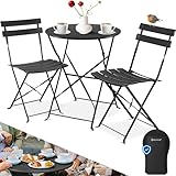 KESSER® Bistroset 3-teilig | Bistrotisch 2 klappbare Stühle Balkonset...