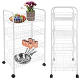 ONVAYA® Beistellwagen Susi mit 4 Körben | 39x26x76 cm | Rollwagen | Küchenwagen | Wagen...