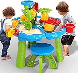 TEMI 3 in 1 Sand Wassertisch Sandspielzeug Kinder 28 Stück Wasserspielzeug Sandkasten...