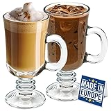 CRYSTALIA Irish Coffee Gläser mit Henkel 2er Set, 230 ml, 100% Bleifreis, Latte...