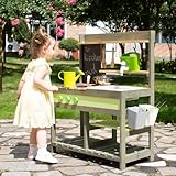 Matschküche Kinder Outdoor, Holzspielzeug-Spielküchenset für Jungen und Mädchen im...