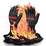 SPGOOD Grillhandschuhe hitzebeständig 800 Grad feuerfeste Handschuhe Kochhandschuhe...