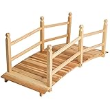 tectake 404379 Holzbrücke mit Geländer, begehbare Gartenbrücke, 137 x 58 x 58 cm,...