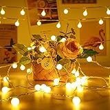 LED Lichterkette Strombetrieben,23M Lichterkette Kugel warmweiß mit Stecker...