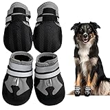 NeuWook Hundeschuhe, 4er-Set wasserdichte Hundeschuhe Anti-rutsch Hundestiefe...