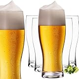 PLATINUX Biergläser 500ml (max. 640ml) aus Glas Set 6-Teilig Bierseidel Weizengläser...