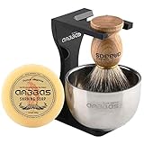 Anbbas Herren Geschenk Set Rasierpinsel Reines Dachshaar Shaving Brush Badger Rasierseife...