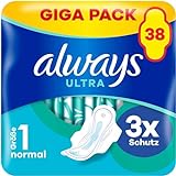 Always Ultra Binden Damen Gr. 1, Normal (38 Damenbinden mit Flügeln) Giga Pack, dünn und...