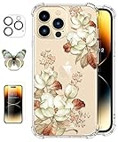 ROSEPARROT [4 in 1 iPhone 14 Pro Max Hülle mit Panzerglas Displayschutzfolie +...