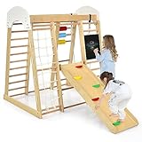 DREAMADE 8 in 1 Kletterspielzeug Set mit Schaukel Leiter Rutsche Kletternetz...