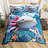 Axolotl Bettwäsche-Set, Einzelbett, Seetang, Koralle, Conch Bettbezug für Kinder,...