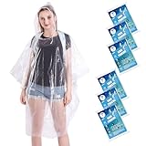 TUNCHMO 6 Stück Durchsichtig Regenponchos für Damen Herren - Wasserdichter...