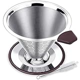 FOXAS Permanenter Pour Over Kaffeefilter aus Edelstahl,Papierloser Dauer...