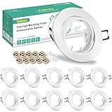 10er Einbaustrahler GU10 Set Einbaurahmen Weiß 230V Spots, inkl. GU10 Fassung, LED...