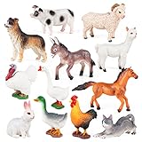 SIENON 12Pcs Bauernhof Tierfiguren Spielzeug Kunststoff, Playset Lernspielzeug...