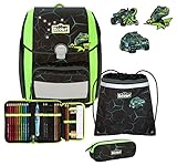 Scout Genius Schulranzen-Set 4-tlg. Exklusiv DIN LED Dino Hunter 2023