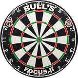 BULL'S Focus II Bristle Dartboard/Dartscheibe, Black/White/Red/Green, 45,5 cm