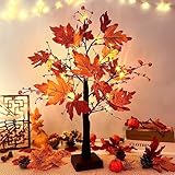 ACAREY Herbstdeko Ahornblatt Baum Lichter mit 24 LEDs, Lichterbaum Für Innen...