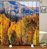 RADEMA Duschvorhang 240x200cm Wald Duschvorhang Antischimmel Wasserdicht Herbst-Landschaft...