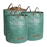 DIVID® Gartensäcke mit Trageschlaufen |Gartensack 3x 272L Set Laubsack...