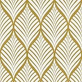 Geometrisch Tapete Selbstklebende Folie Gold Blattmuster Möbelfolie 44.5 x 300...