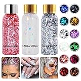 Glitzer Gesicht 3 Farben Body Glitter Gel Chunky Gesicht Glitter Makeup Glitzer Schminke...