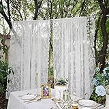 Beruyu Weiße Spitze Vorhang Blumen Stickerei Voile Vorhang mit Stangentaschen Transparent...