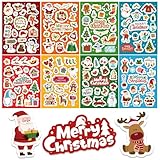 BETESSIN Aufkleber Weihnachten - 16 Bögen Weihnachtssticker mit 220+ Weihnachtsmotive -...