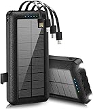 Power Bank 30000mAh PSOOO Solar Powerbank mit 4 Kabels Solar Ladegerät USB C Power Bank...