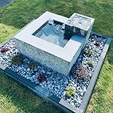 IDYL Granit-Skulptur Wasserbecken 2er | 75x75x30 cm | Wasserbecken aus Granit-Stein...