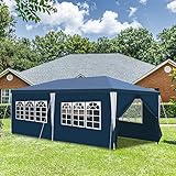 Gimisgu Pavillon Wasserdicht Gartenpavillon 3x6m UV-Schutz mit 6 Seitenteilen und Fenstern...