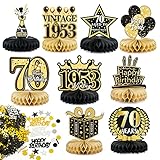 BETESSIN 70. Geburtstag Tischdeko Set Schwarz Gold 8 STK Bienenwaben Deko...