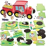 Baker Ross FX566 Traktor-Bausätze - 2er-Packung, Schaumstoff-3D-Bastelsets für Kinder