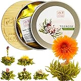 Teeblumen Geschenkset mit 6 Teerosen, Tee Set Geschenk für Frauen | Originelle...