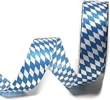 s.dekoda Schleifenband 20m x 25mm Bayernraute Oktoberfest Weiß - Blau Dekoband bayrisch