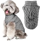 FWLWTWSS Hundepullover, Winter Warmer Hundepullover Kleine Hunde Rollkragen Strickpullover...