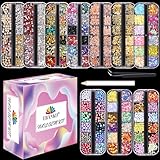 EBANKU 10 Boxen Nail Art Strass Kit Multi Design Zubehör mit 1 Pinzetten 1...