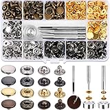 120 Sets Druckknopf Kupfer Druckknöpfe Bronze Kleidung Snaps Taste mit Fixierwerkzeug Kit...