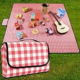 GUSUWU Picknickdecke 200 cm x 200 cm, wasserdicht, Stranddecke, Picknick-Matte, waschbar,...