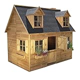 Spielhaus Kinder Outdoor Holzhaus 2,47 × 1,61 m - Gartenhaus Kinder mit Zwischengeschoss...