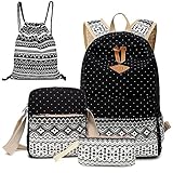 Alando Casual Canvas Schulrucksack Set+Schultertasche +Geldbeutel/Mäppchen Causal...